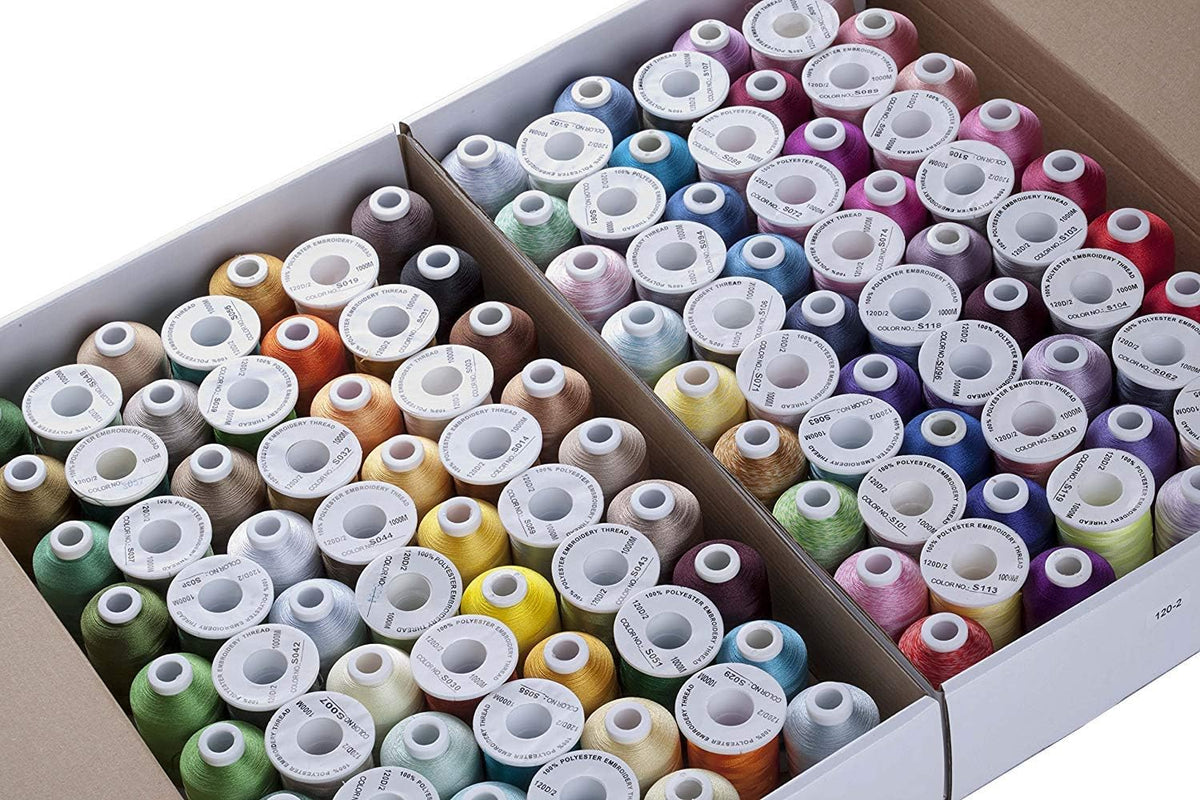 Simthread 120 Madeira Kleuren Polyester Machine Borduurgaren Kit 550Y (500M) Vergelijkbaar met Madeira en Robinson-Anton Kleuren 40 Gewicht voor Thuis Borduurwerk Naaimachines
