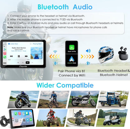 Motorfiets Carplay Scherm – Motor GPS Display – Motor Touchscreen – Draadloze Smartphone Integratie – Motor Dashcam Systeem – 7 Inch Waterdicht IPS Touchscreen – Dubbele 1080P HD Dashcams Voor en Achter