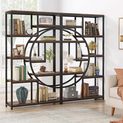Tribesigns Bookshelf, Industrial 5 Tier Shelf Bookcase, Freestanding High Bookshelves Display Shelf Storage Organizer with 9-Open Storage Shelf for Living Room, Bedroom