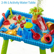 Watertafel - Watertafel Speelgoed - Waterspeeltafel - Zandmachine - Activiteitentafel - met 27 stuks - Accessoires - Volledig Spel - Zomerspeelgoed - voor Kinderen - Buiten - Blauw