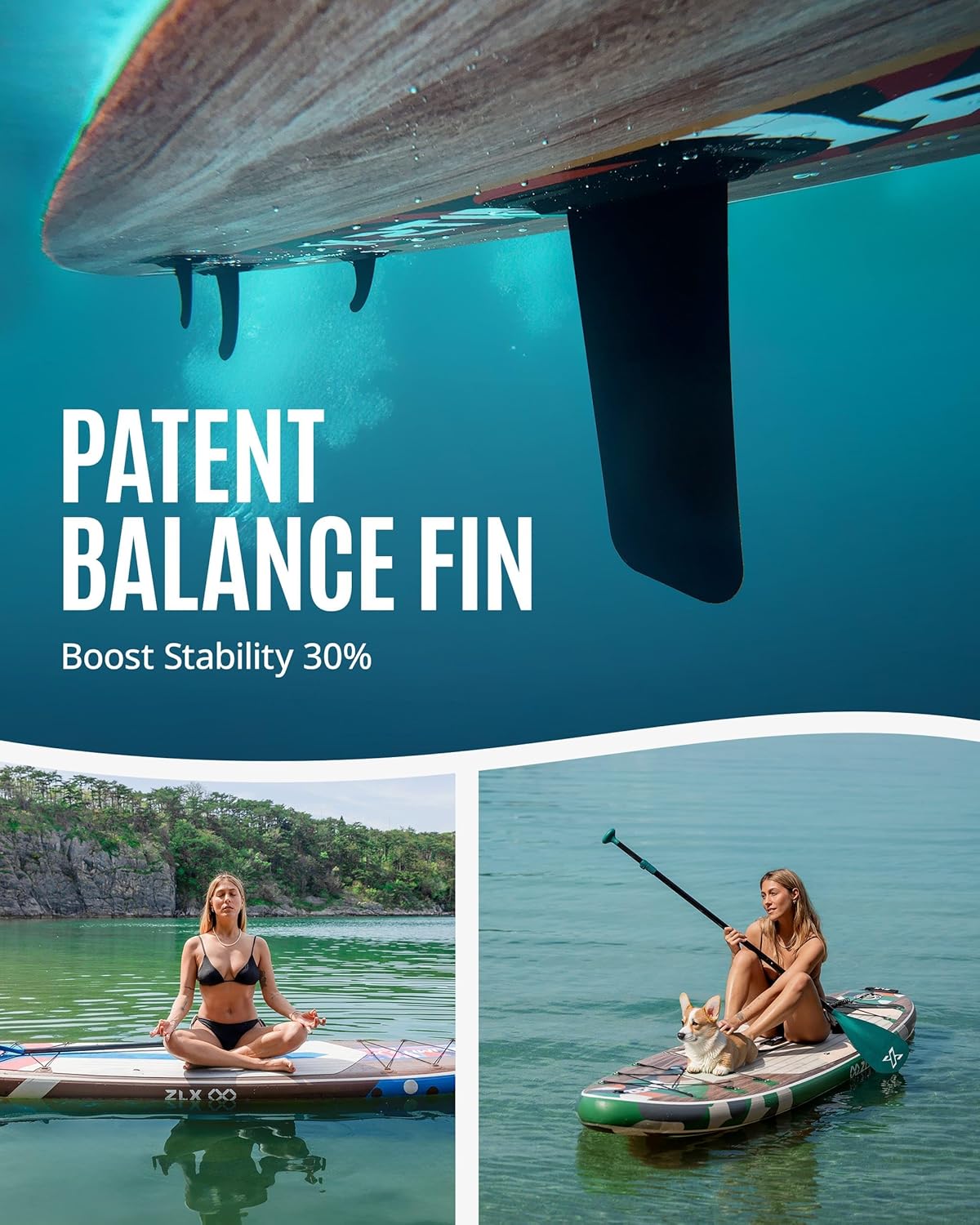 <font dir="auto" style="vertical-align: inherit;"><font dir="auto" style="vertical-align: inherit;">        ZLX Inflatable SUP 10'6" Paddleboard for Adults – Non-Slip Stable Deck, Unique Center Fin, Includes Premium Accessories, Suitable for Beginners and