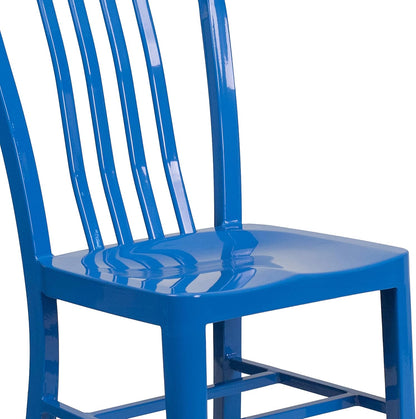 Flash Furniture Commerciële stoel voor binnen en buiten, van metaal, 2 stuks, blauw