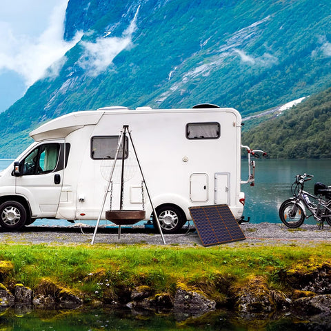 Zonnepanelen met Stekker - Zonnepaneel-Oplader - Zonnepaneel - 60 W - Opvouwbare - Draagbaar - met USB-C - QC 3.0 - DC-uitgang - voor Camping - Stroomuitval - Noodsituaties - IP67 Waterdichte - 18V DC - 70 x 64.5 x 8 cm - Zwart