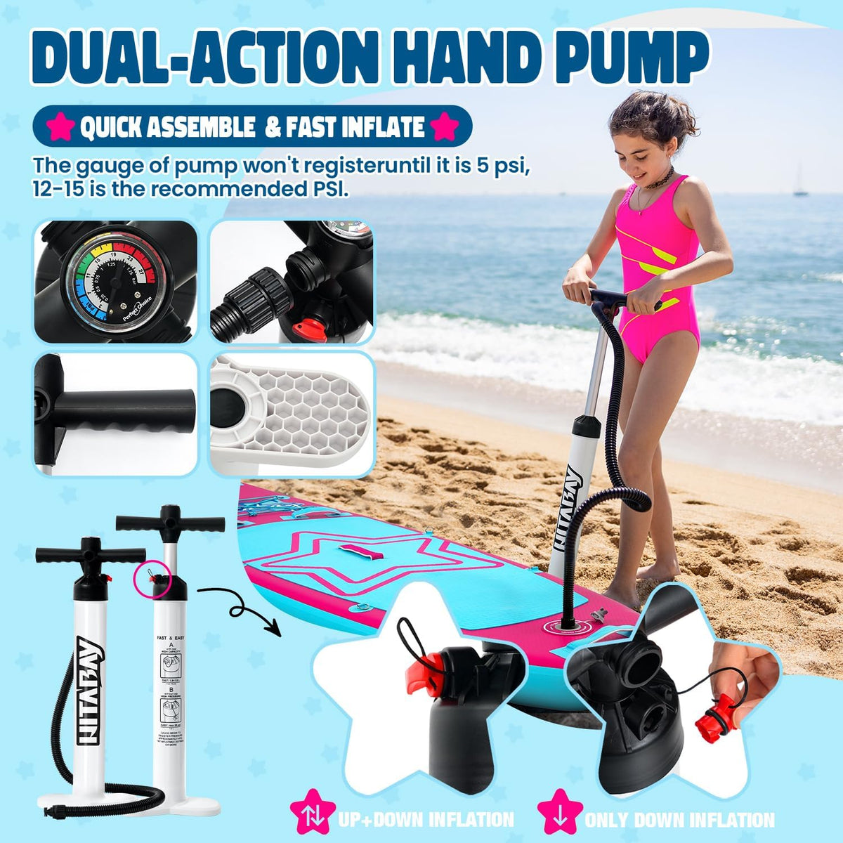 Stand Up Paddle Board in set voor jongeren en kinderen, SUP-boardset incl. complete accessoires, 75 kg/80 kg/120 kg, Kids SUP-board opblaasbaar