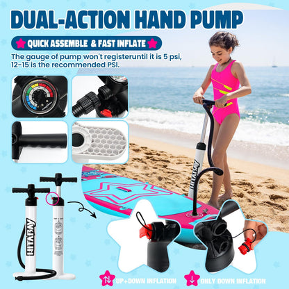 Stand Up Paddle Board in set voor jongeren en kinderen, SUP-boardset incl. complete accessoires, 75 kg/80 kg/120 kg, Kids SUP-board opblaasbaar