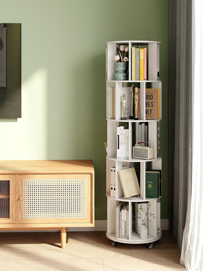 Roterende Boekenplank 360° draaibare boekenkast voor Kinderkamer Vrijstaande Roterende Boekenkast Multifunctionele Display Organizer voor Thuis Studiekamer Slaapkamer (Wit)