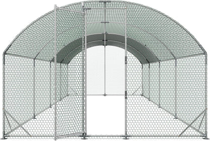 VEVOR Groot metalen kippenhok 2,7 x 7,6 x 2 m, kippenhok met waterdichte afdekking en robuuste structuur, gevogeltekooi met koepeldak, eendenhok, konijnenhok