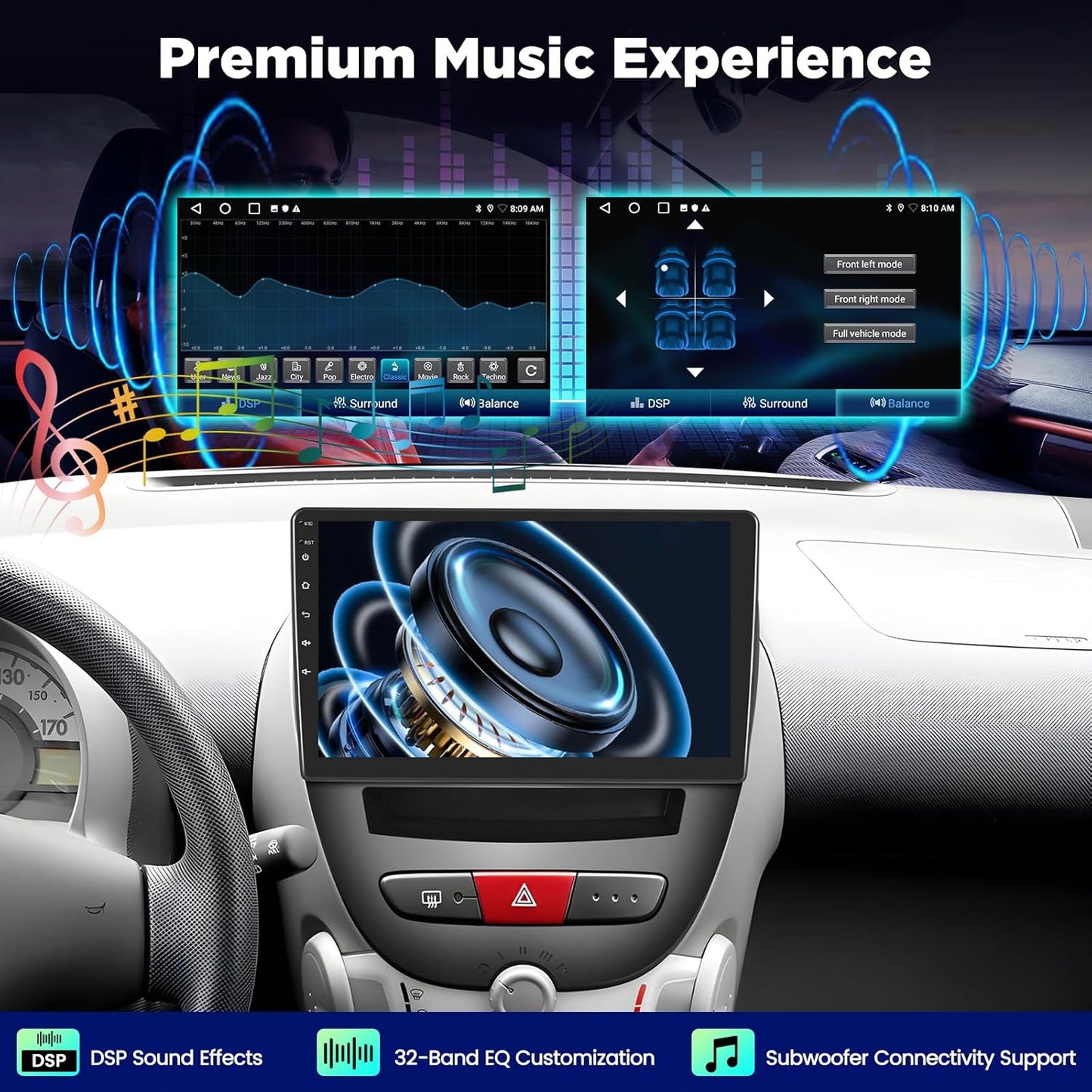 Autoradio – Android Autoradio – Auto Radio – Multimedia Radio – 1-DIN Radio – 10 Inch Touchscreen – Draadloos CarPlay & Android Auto