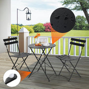 Tuinstoelen - Tuinmeubelen - 3-Delige - Tuin Eettafelstoelen - Inklapbaar Stoelen & Tafel - Bistroset - Moderne Stijl - Weerbestendig - Stabiel - Ruimtebesparend - Onderhoudsvriendelijk - 59.5 x 72 cm Tafel - 42 x 28.5 x 81 cm Stoel - Zwart