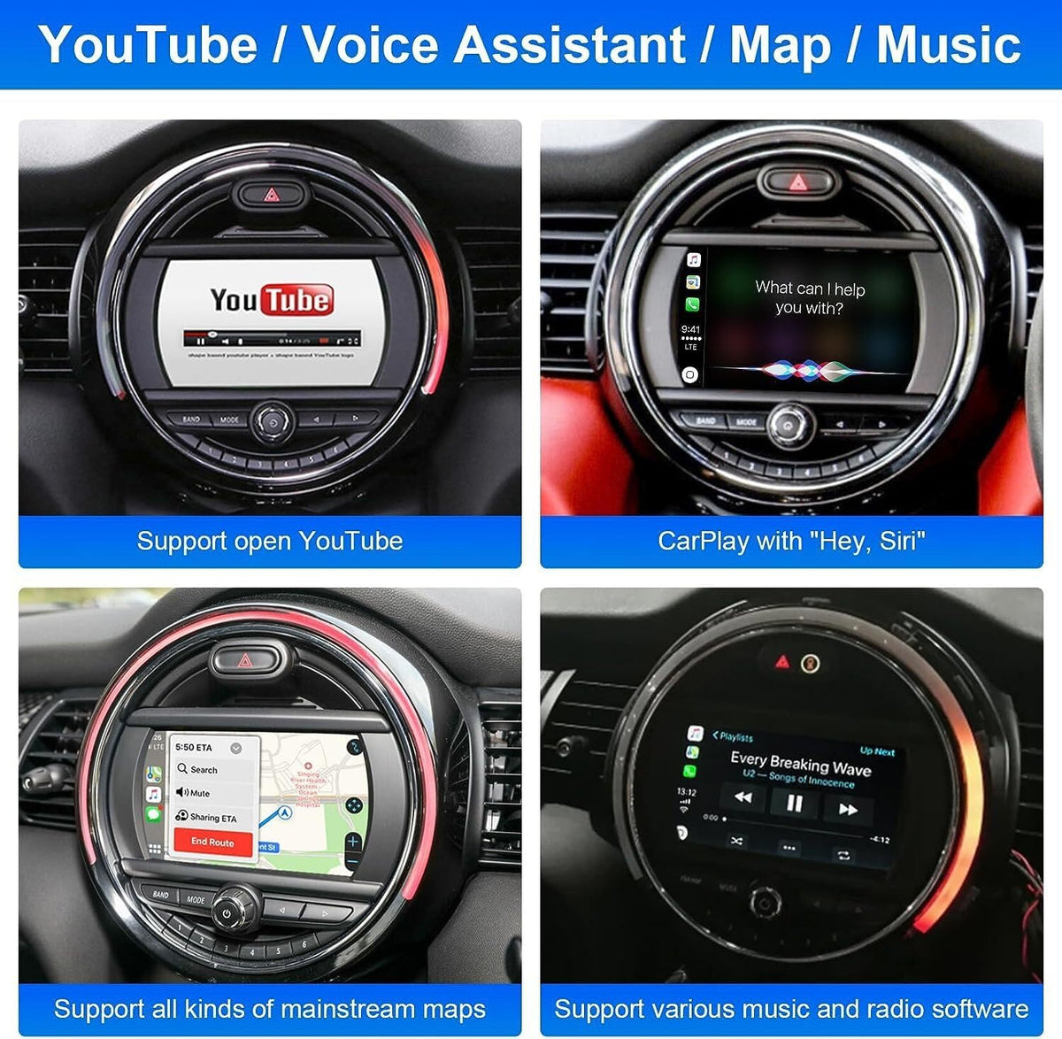 Carplay Draadloze Adapter – Android Auto Interface – MirrorLink Module – Multimedia Decoder – BMW NBT 5/6/7 Serie 2012-2016 – Stuurwielbediening – Ondersteuning Achteruitrijcamera