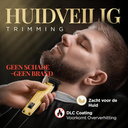 Tondeuse Goudkleurig – Trimmer – Baardtrimmer – Haartrimmer – Contourtrimmer – Borstelloze Motor – Zero Gap Messen