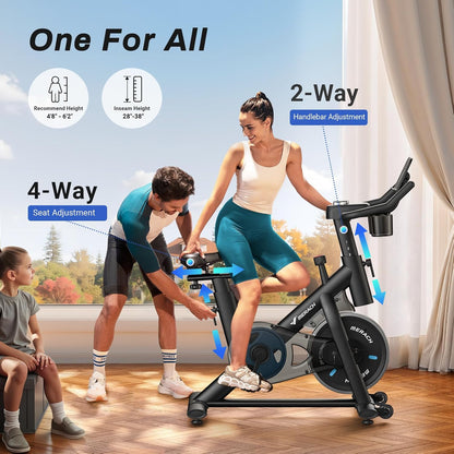 Merach Hometrainer met verstelbare weerstand, stille hometrainer met led-monitor, comfortabel zitkussen, eigen app, capaciteit 136 kg, aerobic-training