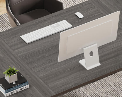 LVB Rustiek Groot Bureau voor Thuiskantoor, 70.8" LW Computerbureau, Houten Metalen Werktafel voor Studie Schrijven Gamen, Boerderij Dual Monitor Workstation Executive Computer Desk, Donker