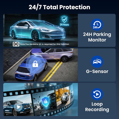 Dashcam – Autocamera, Spiegeldashcam, Auto Camera, Dashcam Auto – Achteruitkijkspiegel Model – 10,1 Inch Touchscreen – 4K Voor En 1080p Achter