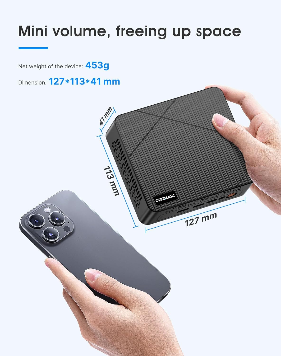 C3 Mini PC Core i3 5005U (tot 2,0 GHz, 2C/4T), 8 GB DDR3 RAM 512 GB SSD, Dual Display/W10 Pro/WiFi 5/BT5.0/RJ45 LAN, Desktop PC voor Kantoor/Huis/Onderwijs