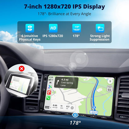 Autoradio 2 Din Android – Multimedia Radio – Auto Stereo – Car Audio Systeem – Navigatie Systeem – 7 Inch Touchscreen – Draadloze CarPlay & Android Auto