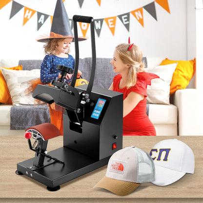 VEVOR Hoed Heat Press 5,5 x 3,5 inch Warmtepers Machine 600 W Professionele Hoed Warmtepers Machine voor Hoeden Caps Transfer Press Warmte met 12000 Uur Levensduur Digitale LCD-Timer en Temperatuurregeling
