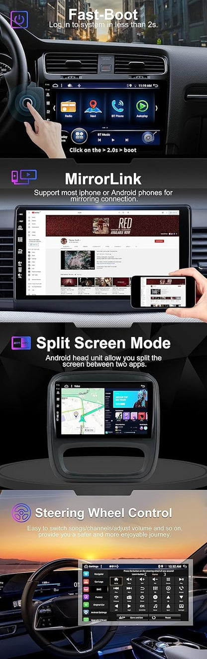 Android 14 Autoradio – Android Carplay Radio – Multimedia Systeem – 2 Din Speler – Navigatie Systeem – 9 Inch IPS Scherm – Draadloze CarPlay & Fast-Boot