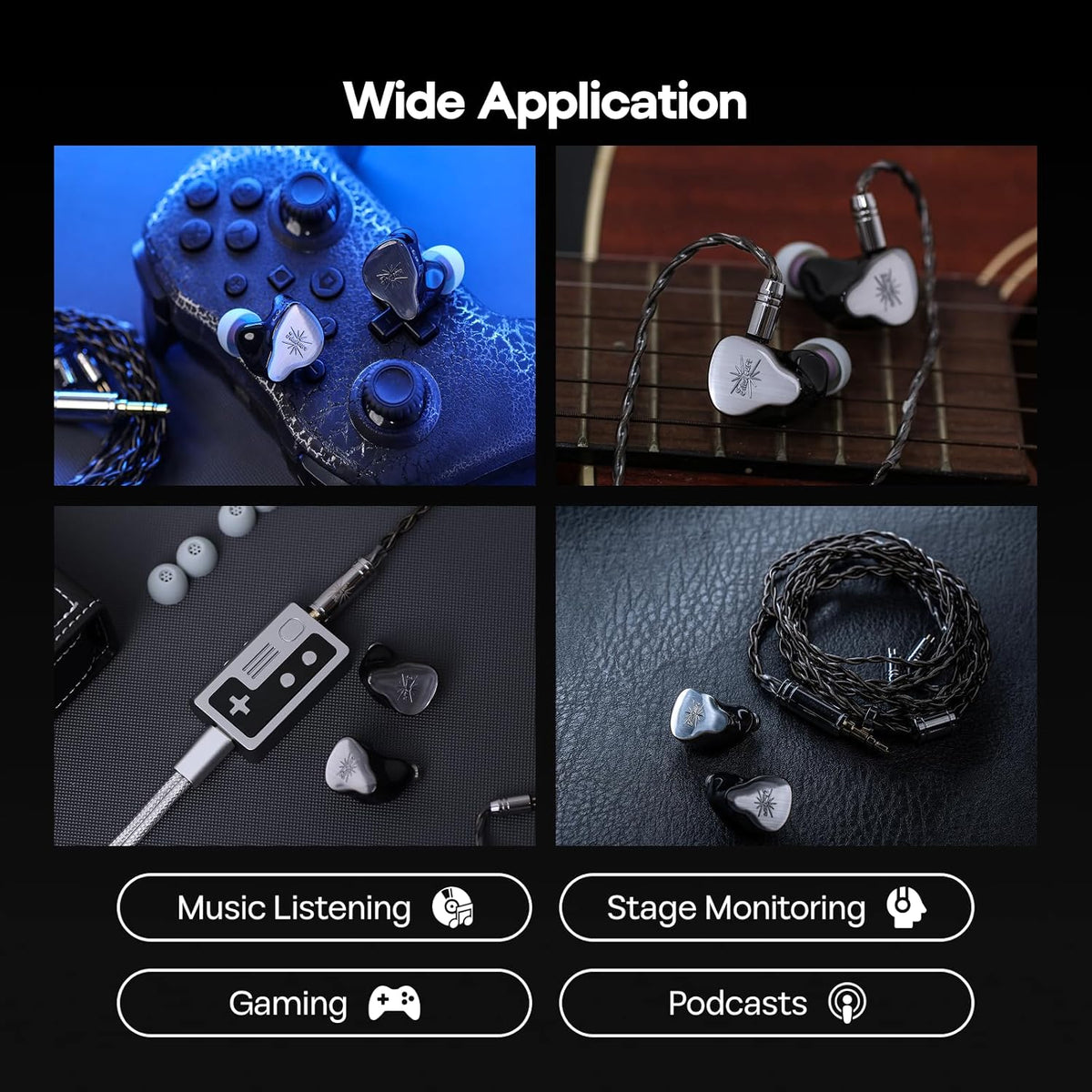Hybride In-Ear Monitor – In-Ear Oordopjes – Bedrade Oortjes – IEM Oortjes – In-Ear Koptelefoon – Zilver – 2DD+2BA Hybride Driveropbouw – Afneembare 2-Pins Kabel