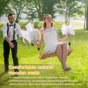 Schommelzitje - Schommels - Kinderschommel - Schommelplankje - voor Binnen Buiten - In Hoogte Verstelbaar Touw - Belastbaar tot 100kg - Hout - 45 x 19.5 cm - Beige