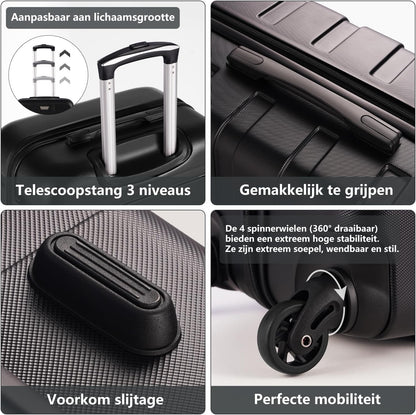 COOLIFE Reiskoffer hardshell koffer Grote Inchecken Koffer Bagage Lichtgewicht Reiskoffer Handbagage Koffer incl. TSA-slot trolley bagage rolkoffer 4 wielen ABS harde schaal (Geel, 77cm-93L)