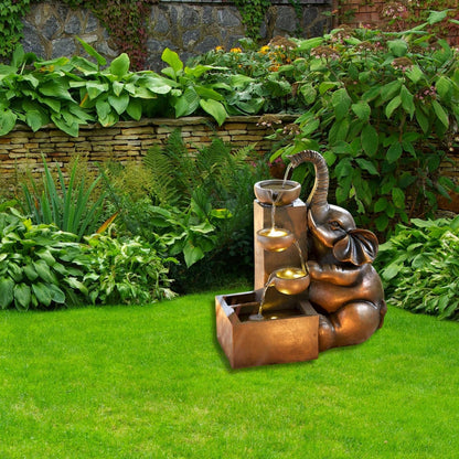 3 PAGEN® Fontein op zonne-energie voor buiten, waterval, sfeervol verlicht, eenvoudig in gebruik, weerbestendig en robuust, ideaal voor tuin en balkon