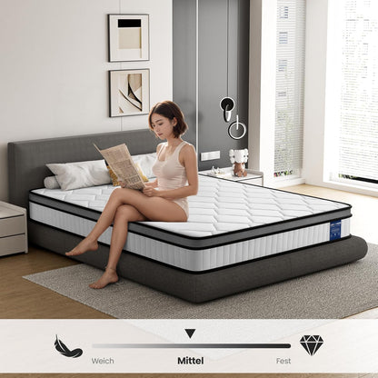 BedStory Matras, 160 x 200 cm, binnenveringmatras, H3, hoogte 20 cm, pocketveringmatras, middelhard, orthopedisch, Öko-Tex gecertificeerd, matras voor kinderen en volwassenen