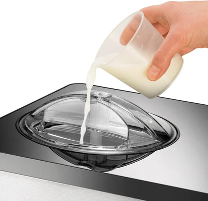 UNOLD 48845 Gusto IJsmachine, met zelfkoelende compressor, 180 W, 2 l volume, elegante roestvrijstalen behuizing, lcd-display, digitale timer