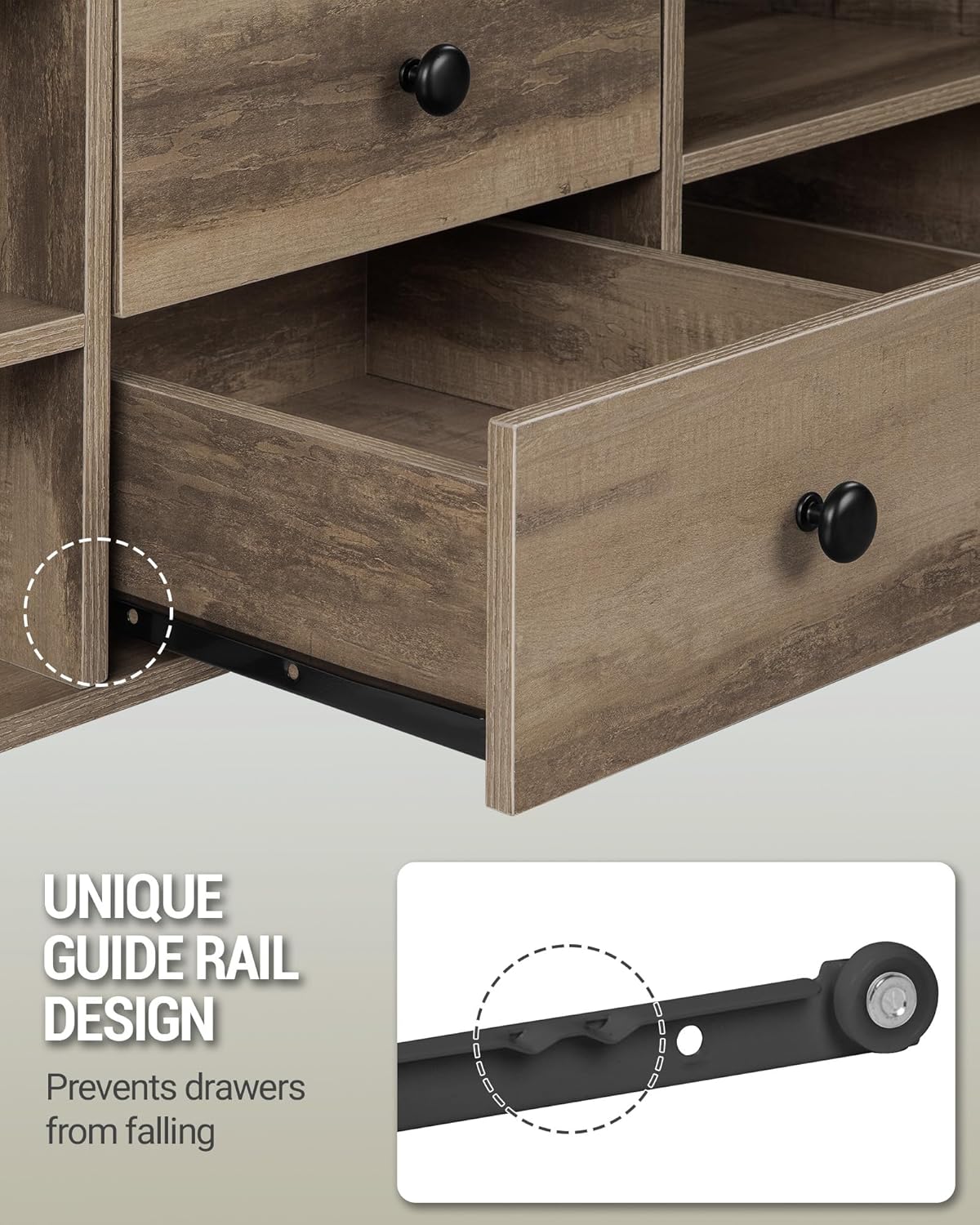 Hzuaneri Coffee Table, Height Adjustable Coffee Table, 2 Drawers and Hidden Storage with Folding Top, 50 x 100 x 47.3 cm, Suitable for Living Room, Dining Room, Camel Brown-Black CT22123B