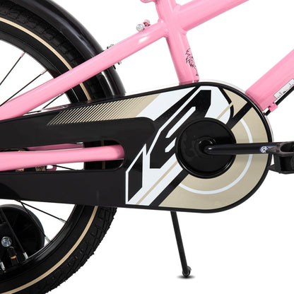 nuitirii kinderfietsen STITCH Vintage kinderfiets 18 inch, voor jongens en meisjes van 6-9 jaar, met stablizer en standaard, roze