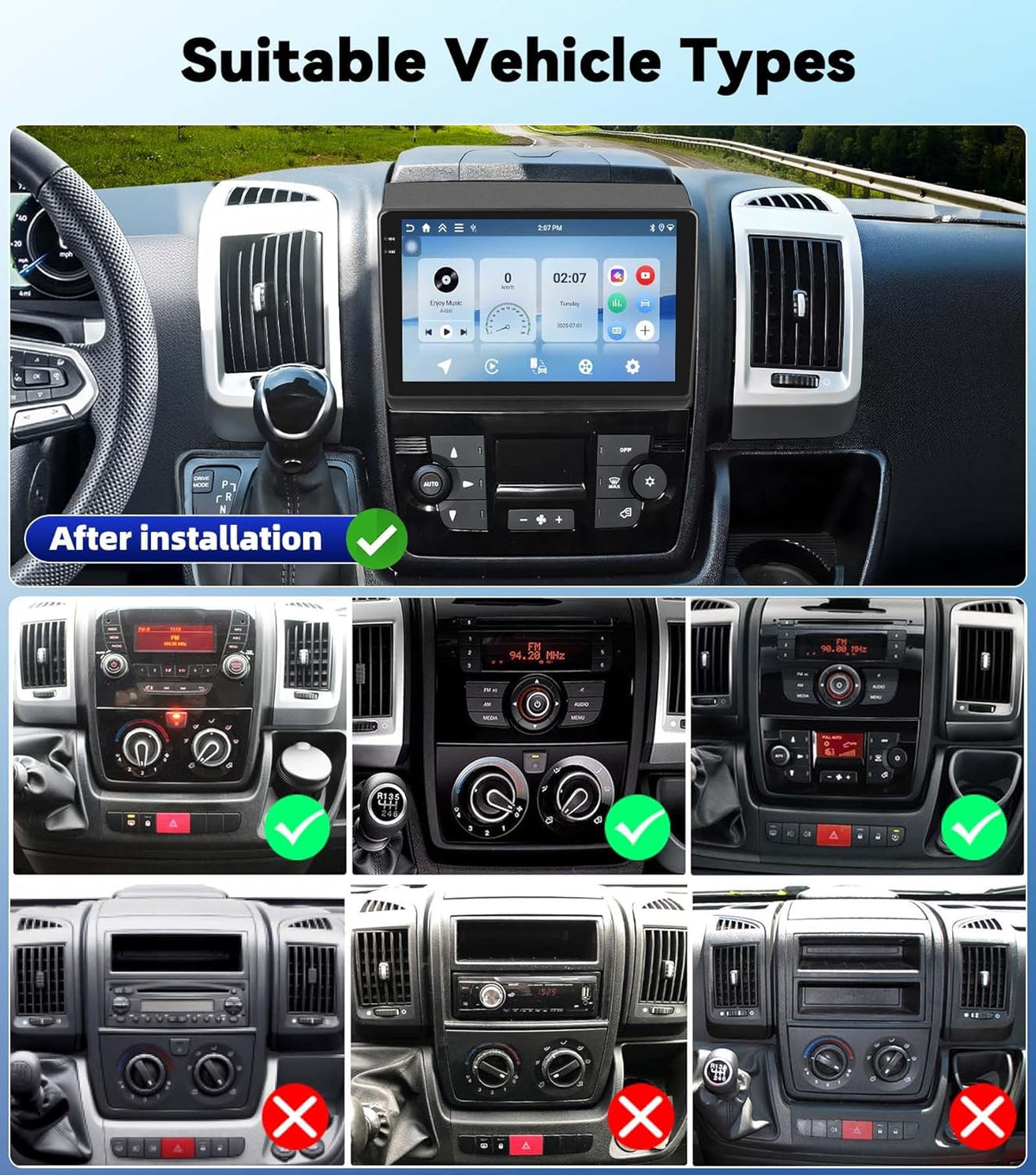 4+128G Android 15 Autoradio für FIAT Ducato/Citroën Jumper/Peugeot Boxer 2011-2022, 9" Incell Touchscreen-Radio mit Wireless CarPlay & Android Auto Bluetooth 5.0 GPS WiFi FM/RDS 32EQ