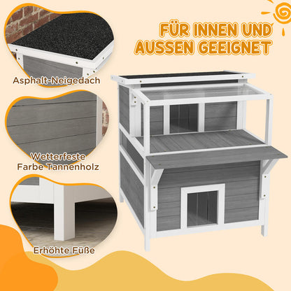 Kattenhuis – Kattenverblijf – Kattenhok – Kattenwoning – Kattencondo – Twee Verdiepingen Met Balkon – Weerbestendig En Duurzaam – Ruim En Geschikt Voor Grote Katten