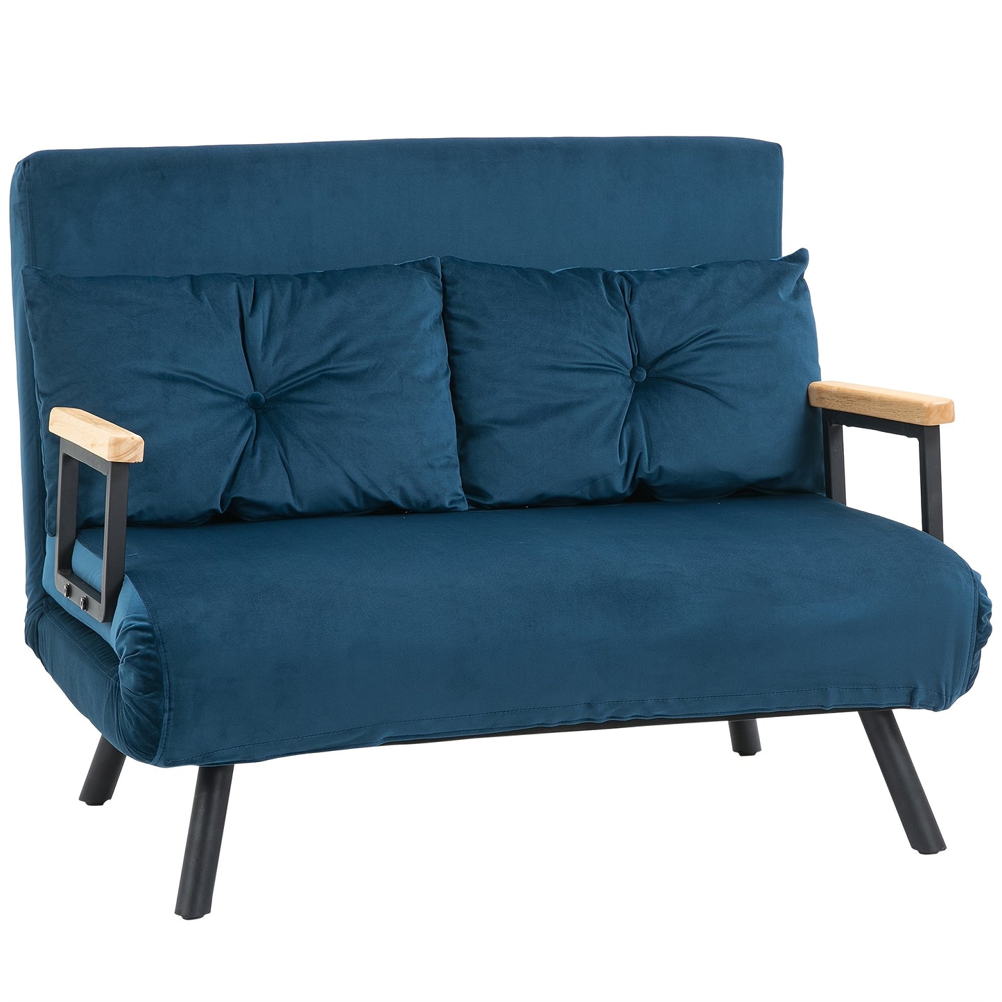 Slaapbank – Bedbank – Slaapstoel – Logeerbed – Bankstel – Verstelbare Rugleuning – Velvet Stof – 102x73x81 cm – Metalen Frame – Multifunctioneel Moderne Design – Blauw