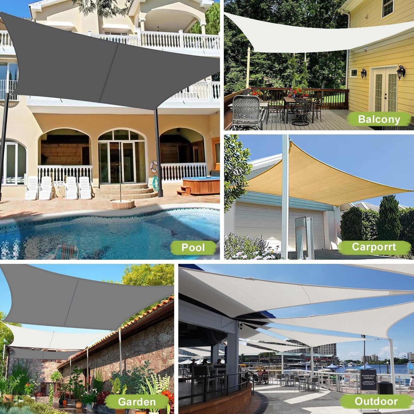LOVE STORY Zonneschermdoek 5x5m Rechthoekig Zonwering Waterdicht UV-Bescherming Polyester voor Terras, Tuin, Terrasoverkapping (Zandkleur)