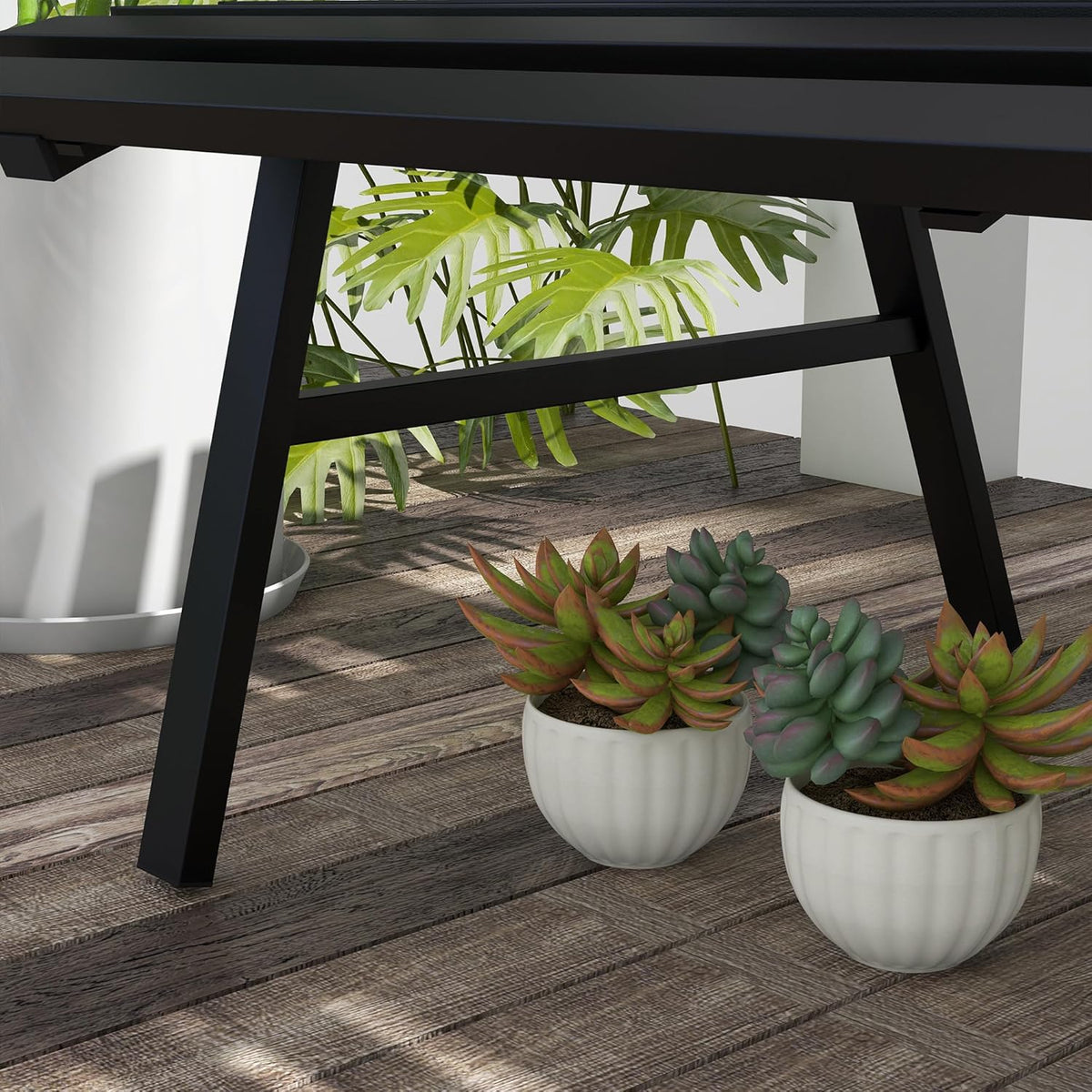Outsunny 2-Sitzer Garden Bench Alu, wetterfest Sitzbank, UV-Resistant Gartenmöbel mit Lamellen-Design, Parkbank 240 kg load bar, Balcony Bench for Balcony Terrasse, Garten, 123x67x79 cm, Grau