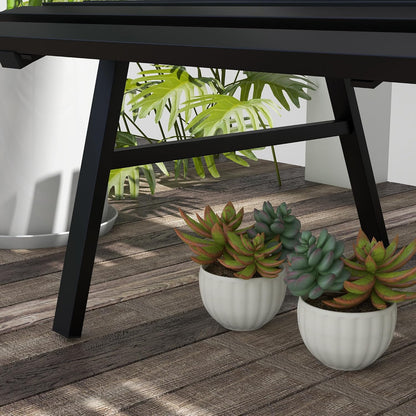 Outsunny 2-Sitzer Garden Bench Alu, wetterfest Sitzbank, UV-Resistant Gartenmöbel mit Lamellen-Design, Parkbank 240 kg load bar, Balcony Bench for Balcony Terrasse, Garten, 123x67x79 cm, Grau