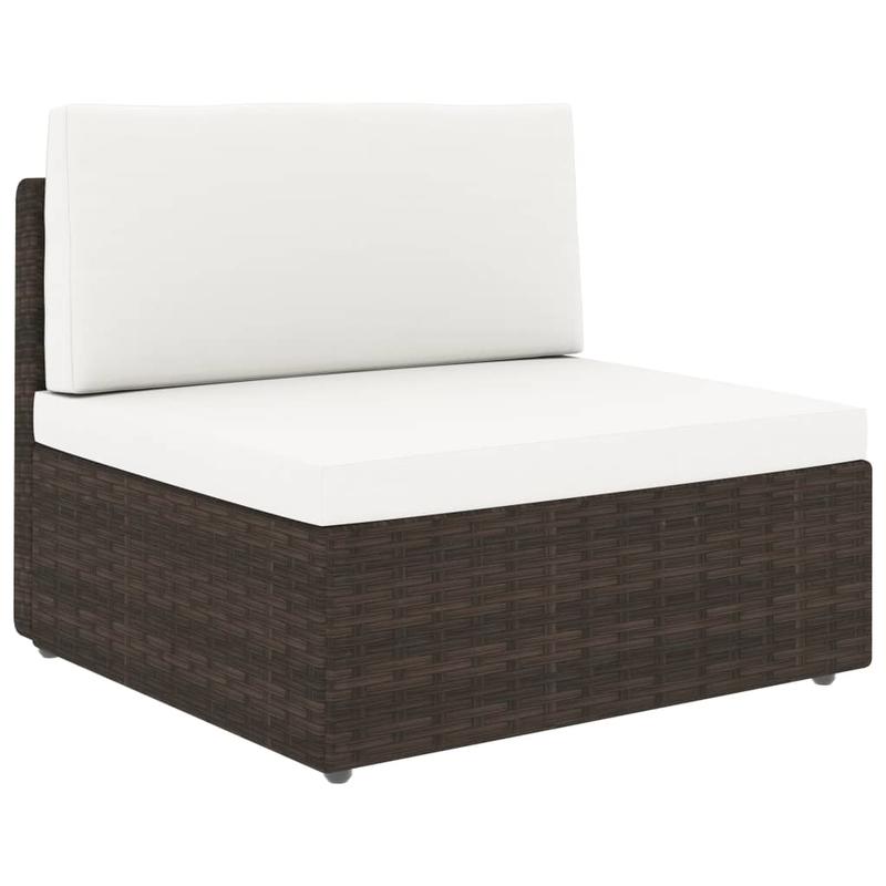 Modulaire 2-Zitsbank – Tweezitsbank – Loungesofa – Buitenbank – Woonkamerbank – Bruin – Duurzaam Poly Rattan & Hardhouten Frame – Zacht Schuimcomfort