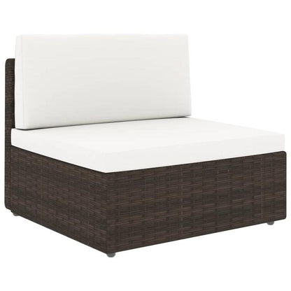Modulaire 2-Zitsbank – Tweezitsbank – Loungesofa – Buitenbank – Woonkamerbank – Bruin – Duurzaam Poly Rattan & Hardhouten Frame – Zacht Schuimcomfort