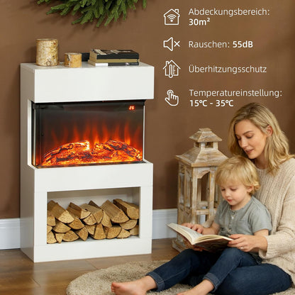 Elektrische Haard – Sfeerkachel – LED Inzethaard – Open Haard – Decoratieve Haard – 1000/2000 Watt Verwarming – Instelbare Thermostaat Met Timer