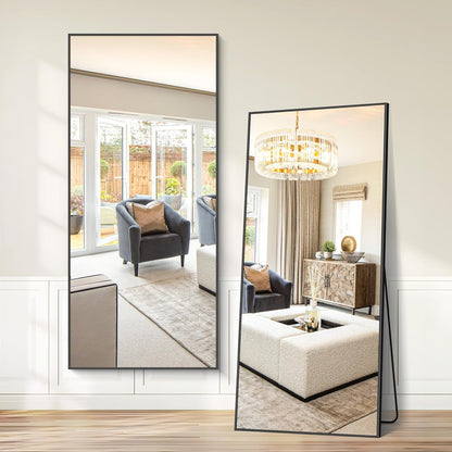 Full-Body Spiegel – Vloerspiegel – Staande Spiegel – Wandspiegel – Grote Spiegel – 192 x 85 cm – Zwart Aluminium Frame