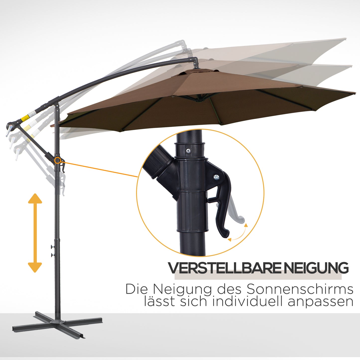 Parasol – Tuinparasol – Balkonparasol – Terrasparasol – Strandparasol – Stevig Stalen Frame – Handkurk Openen – Grijs Ø 2,95 m
