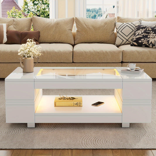 Salontafel – Bijzettafel – Sofa Tafel – Woonkamertafel – Tafeltje – Wit – Hoogwaardig Hardhout Spaanplaat – Voor Werkplek en Gezellige Momenten