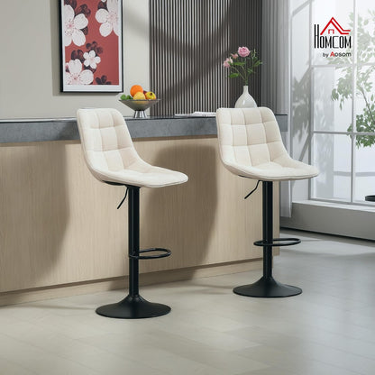 Barstoel – Barkruk – Keukenkruk – Barkrukken – Barstoelen – Verstelbare Zithoogte 63-84 cm – 360° Draaibaar Met Chenille Bekleding