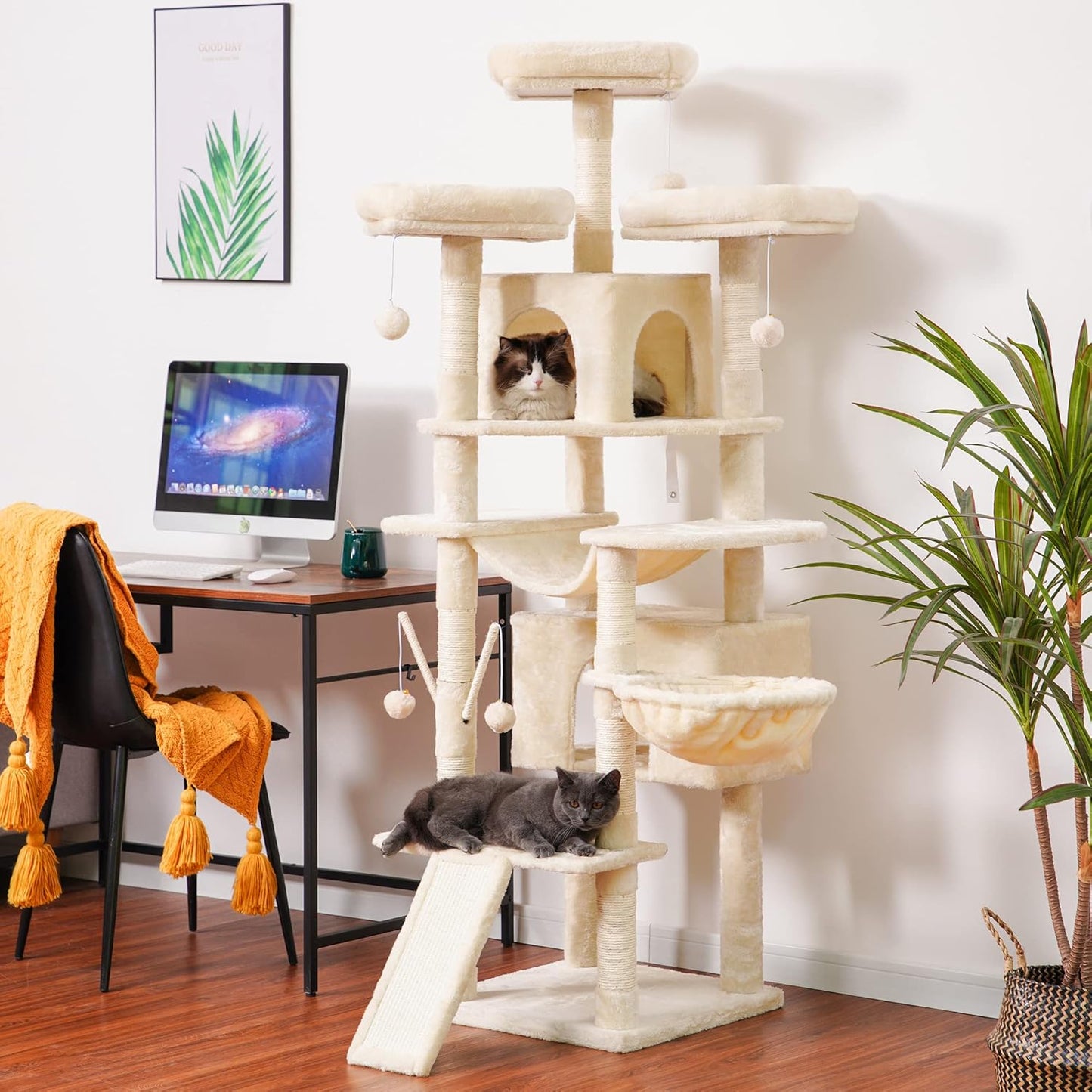 Krabpaal XXL – Kattenboom – Krabmeubel – Klimpaal – Speelpaal – Voor Grote Katten – 180 cm Hoog – Stabiel Met Sisal Touw