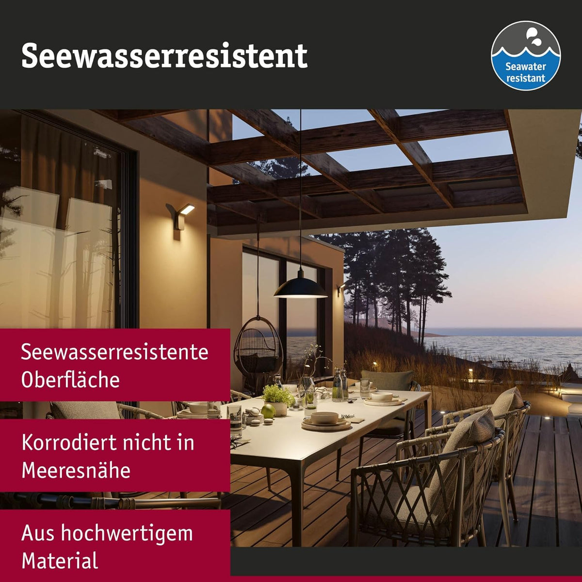 Paulmann 94842 LED-buitenwandarmatuur Smart Home Zigbee Azalena bewegingsmelder IP44 250x97 mm Tunable Warm 8,5 W 700 lm antraciet buitenverlichting