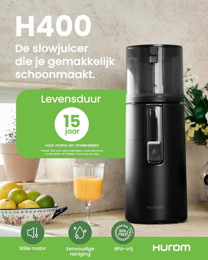 HUROM | H400 | Sapcentrifuge voor fruit en groenten | Hurom Easy Clean H400 | Snijbak | 150 Watt | BPA-vrij