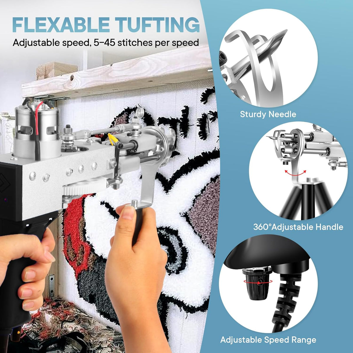 Tuftset – Tuftpistool – Tapijtsnijder – Tapijtmachine – Starterkit – Met Tapijttrimmer – 2-in-1 Gesneden En Lussenpool – Instelbare Poolhoogte 7-21 Mm
