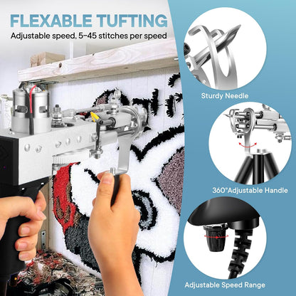 Tuftset – Tuftpistool – Tapijtsnijder – Tapijtmachine – Starterkit – Met Tapijttrimmer – 2-in-1 Gesneden En Lussenpool – Instelbare Poolhoogte 7-21 Mm