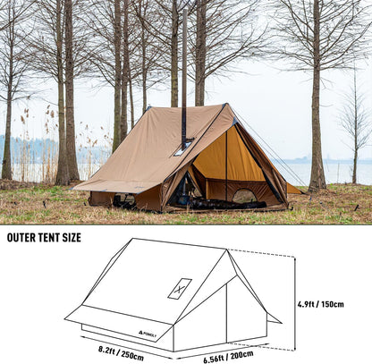 POMOLY CHALET 70 Pro draagbare huttent met kachelkrik en twee tentstokken voor 1-2 personen wandelen, jagen, backpacken | 2024