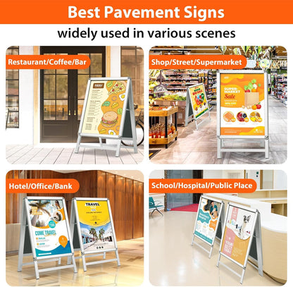 A2 A-Board Bestrating Sign Zilver – Stoepbord – Reclamebord – Posterbord – Presentatiebord – Dubbelzijdig – Aluminium Frame